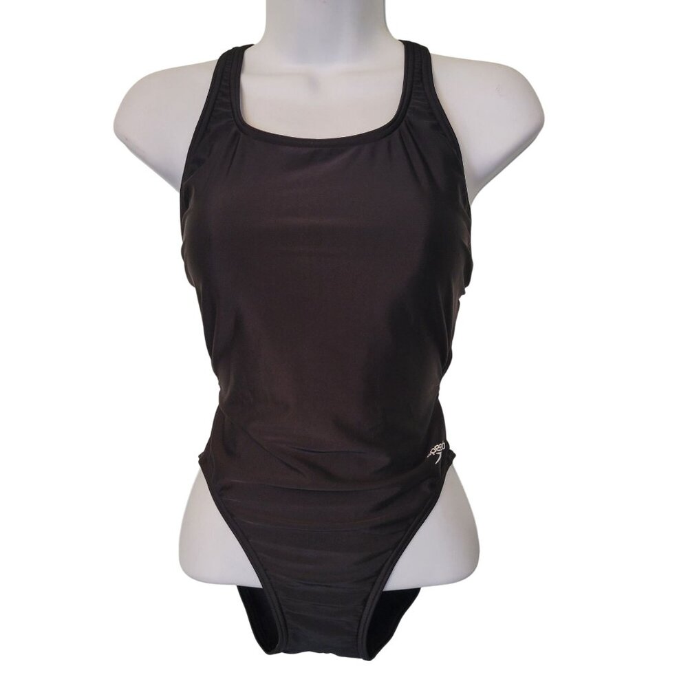 Speedo Pro‎ LT Black Swimsuit One Piece 8/34 Racerback Swim